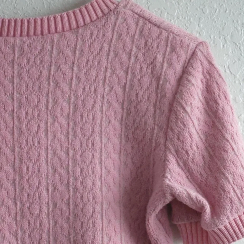 Zara Soft Pink Crew Neck Crop Top - Picture 3 of 4